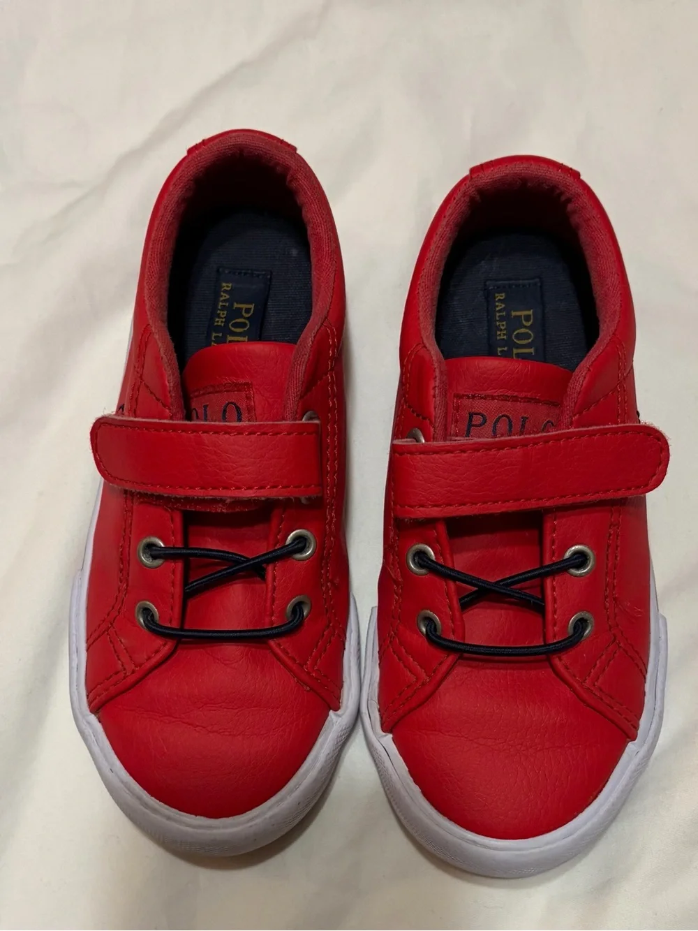 Ralph Lauren Kids' Red Polo Logo Velcro Sneakers